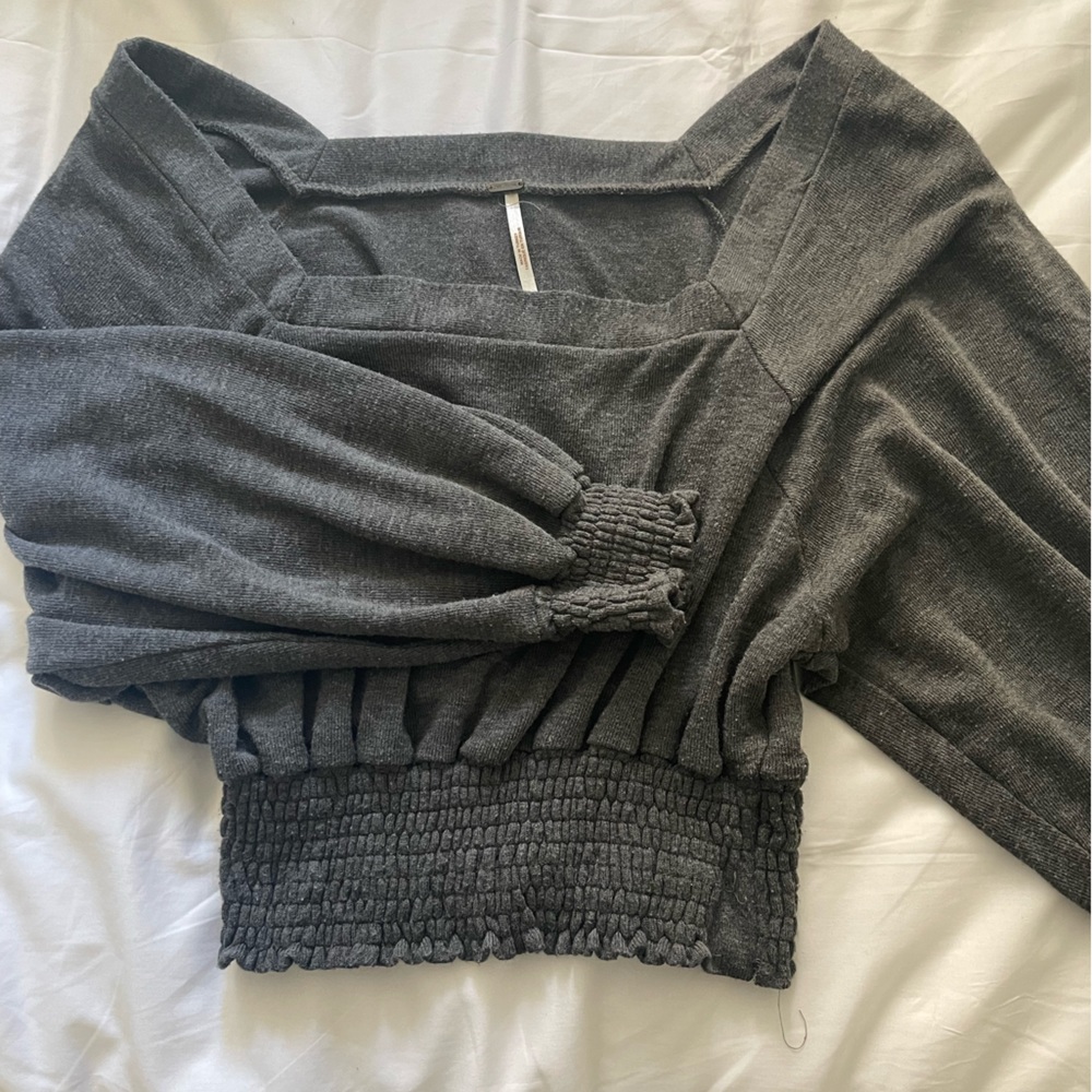 Medium gray top, free people, long sleeve